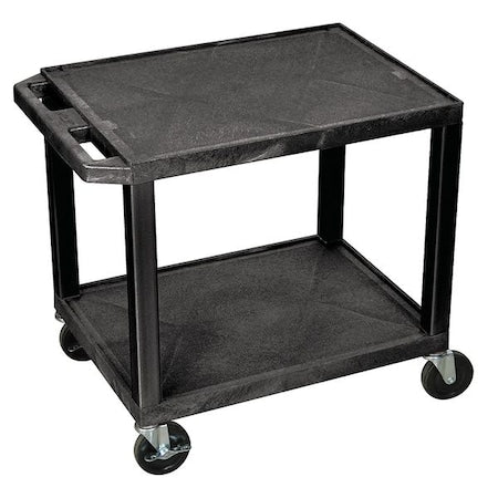 Utility Cart with Lipped Plastic Shelves, Thermoplastic Resin, 200 lb Load Capacity, 2 Shelves