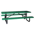 Rectangle Picnic Table, Green, Expanded Metal, 8 Seats, 96 in L, 29 5/8 in H Overall Diamond Mesh