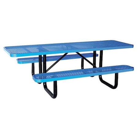 Rectangle ADA Picnic Table, Blue, Expanded Metal, 6 Seats, 96 in L, 29 5/8 in H Overall