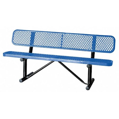 Outdoor Bench, 72 in. L, 24 in. W, Blue