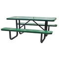 Rectangle Picnic Table, Green, Perforated Metal, 6 Seats, 72 in L, 29 5/8 in H Overall Dot