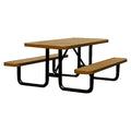 Rectangle Picnic Table, Brown, Expanded Metal, 6 Seats, 72 in L, 29 5/8 in H Overall Diamond Mesh