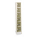 Box Locker, 12 in W, 12 in D, 78 in H, (1) Wide, (6) Tier, Tan