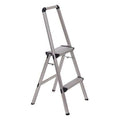 Folding Step, 2 Steps, 225 lb Load Capacity, 36 in Overall Height, Aluminum, Silver