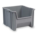 Stacking Bin, 17-1/2 in L x 16-1/2 in W x 12-1/2 in H, Gray, 75 lb Load Capacity