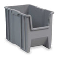 Stacking Bin, 17-1/2 in L x 10-7/8 in W x 12-1/2 in H, Gray, 75 lb Load Capacity