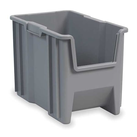 Stacking Bin, 17-1/2 in L x 10-7/8 in W x 12-1/2 in H, Gray, 75 lb Load Capacity
