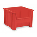 Stacking Bin, 17-1/2 in L x 16-1/2 in W x 12-1/2 in H, Red, 75 lb Load Capacity