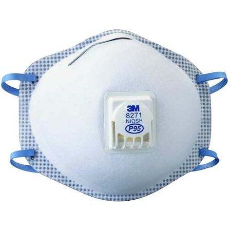 Particulate Respirator, P95, Cool Flow Valve, Molded, Non-Adj. Dual Straps, Metal Nose Clip, M, PK10