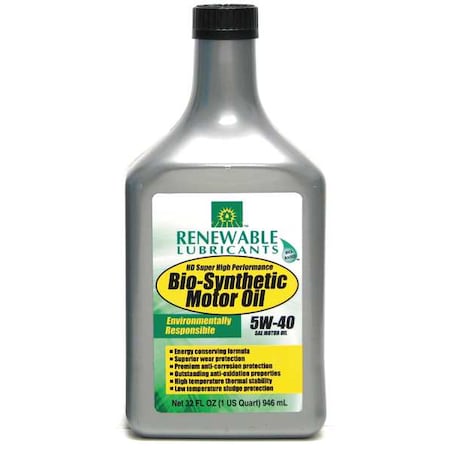 Engine Oil, 5W-40, Bio-Synthetic, 1 Qt.