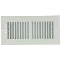 Sidewall/Ceiling Register, 10 in W x 4 in H Opening, White, Steel, Two-Way, Surface Mount