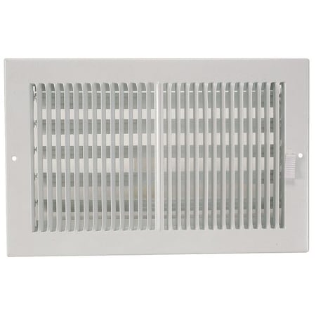 Sidewall/Ceiling Register, 12 in W x 4 in H Opening, White, Steel, Two-Way, Surface Mount