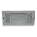 Sidewall/Ceiling Register, 12 in W x 6 in H Opening, White, Steel, Three-Way, Surface Mount