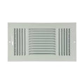 Ceiling/Wall Register, 12 in W x 6 in H Opening, Louvered, White, Three-Way Flow, Surface Mount