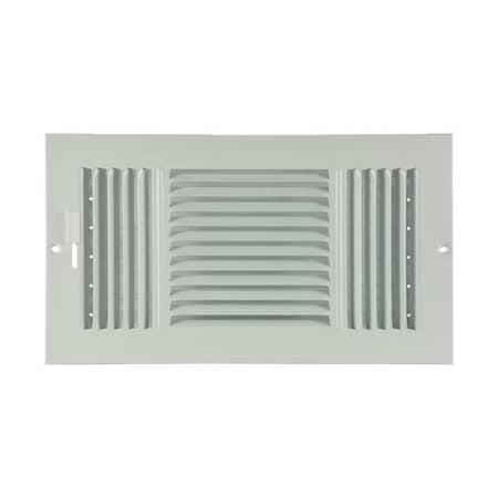 Ceiling/Wall Register, 12 in W x 6 in H Opening, Louvered, White, Three-Way Flow, Surface Mount