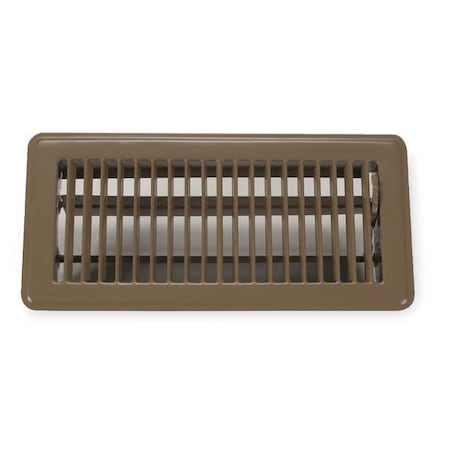 Lay-In Floor Register, 10 in W x 4 in H Opening, 170 cfm, Brown, Steel, One-Way Airflow
