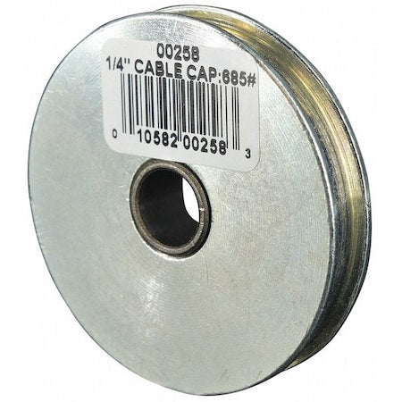 Sheave, Wire Rope, 1/4 in Max Cable Size, 685 lb Max Load, Zinc Plated