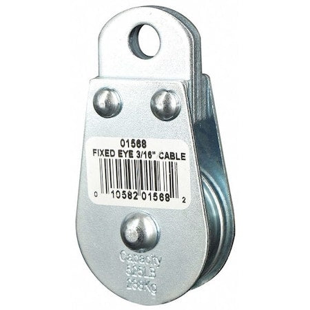 Pulley Block, Wire Rope, 3/16 in Max Cable Size, 525 lb Max Load, Zinc Plated