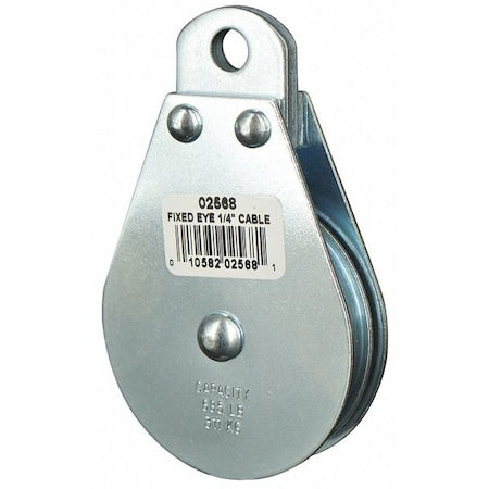 Pulley Block, Wire Rope, 1/4 in Max Cable Size, 685 lb Max Load, Zinc Plated
