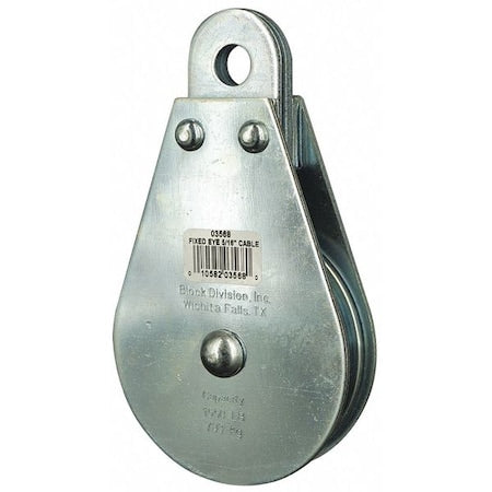 Pulley Block, Wire Rope, 5/16 in Max Cable Size, 1, 550 lb Max Load, Zinc Plated