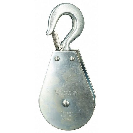 Pulley Block, Wire Rope, 5/16 in Max Cable Size, 1, 550 lb Max Load, Zinc Plated