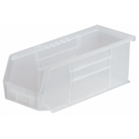 Hang & Stack Storage Bin, Plastic, Clear, 4 in H, 4 1/8 in W, 10 7/8 in L