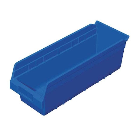 Shelf Storage Bin, Plastic, Blue, 6 in H, 6 5/8 in W, 17 7/8 in L