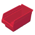 Shelf Storage Bin, Plastic, Red, 6 in H, 6 5/8 in W, 11 5/8 in L