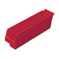 Shelf Storage Bin, Plastic, Red, 6 in H, 4 1/8 in W, 17 7/8 in L
