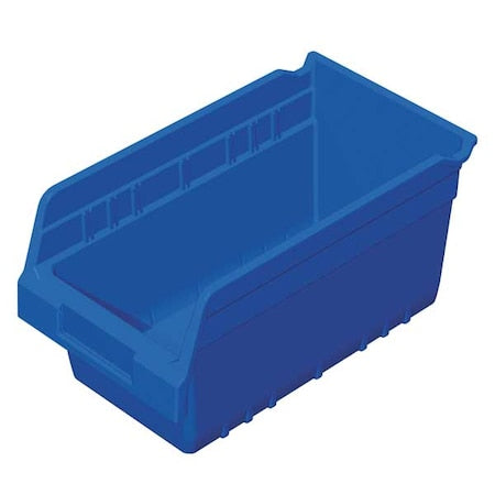 Shelf Storage Bin, Plastic, Blue, 6 in H, 6 5/8 in W, 11 5/8 in L