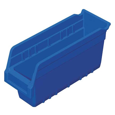 Shelf Storage Bin, Plastic, Blue, 6 in H, 4 1/8 in W, 11 5/8 in L