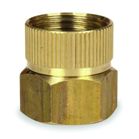 3/4 in x 3/4 in Garden Hose Swivel Adapter, Female x Female, 32 mm L, Brass