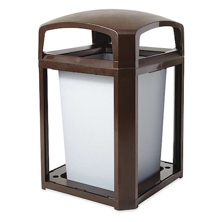 Landmark Series(R) 35 gal Square Outdoor Can, Sable, None, Plastic, 26 in