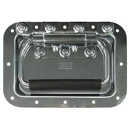 Load Rated Fold Pull Handle, Steel, Polished Zinc, Unthr. Holes