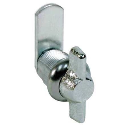 Keyless Wing-Handle Cam Locks, Bright Nickel, 15/64 in For Door Thickness, 0 Number of Keys