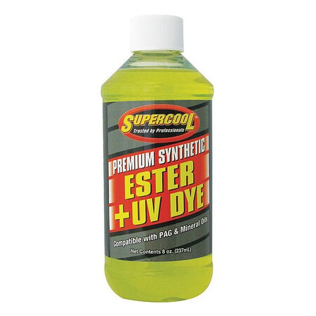 A/C Compressor Ester Lubricant w/UV Dye, 8 oz, Bottle, Yellow