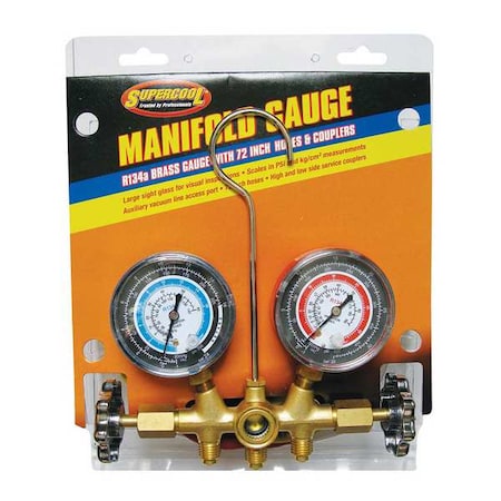 A/C Manifold Gauge,PSI and BAR,Brass
