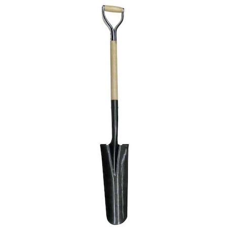 Drain Spade Shovel, 14 ga Not Applicable Blade, Steel Blade, Standard Step, 30 in L Natural