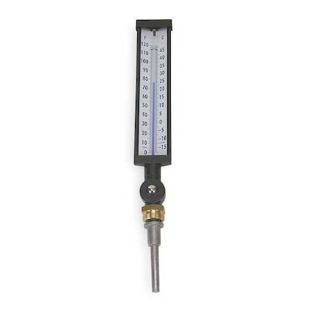 Industrial Thermometer, 0 to 120 F, Case Color: Black