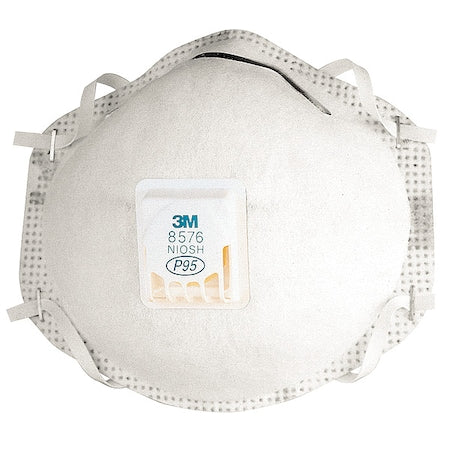 Particulate Respirator, P95, Nuisance Acid Gas, Cool Flow Valve, Molded, Metal Nose Clip, M, PK10