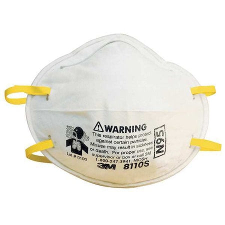 Particulate Respirator, N95, Molded, Dual, Non-Adjustable, Metal Nose Clip, S, PK20