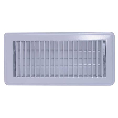 Lay-In Floor Register, 10 in W x 4 in H Opening, White, Steel, One-Way Airflow