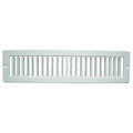 Toe Space Air Grille, 10 in W x 2 in H Opening, White, Steel, One-Way Airflow, Surface Mount