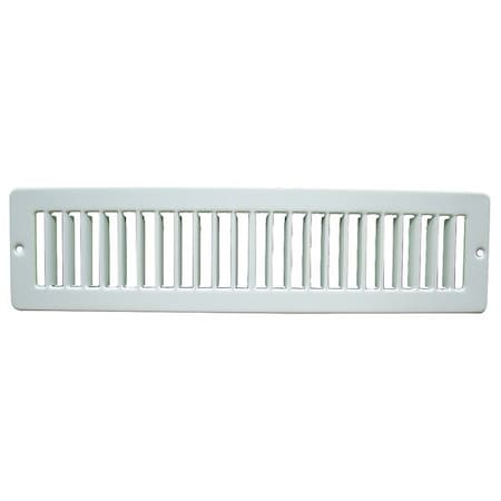 Toe Space Air Grille, 10 in W x 2 in H Opening, White, Steel, One-Way Airflow, Surface Mount