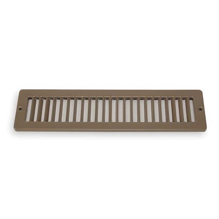 Toe Space Air Grille, 12 in W x 2 in H Opening, Brown, Steel, One-Way Airflow, Surface Mount