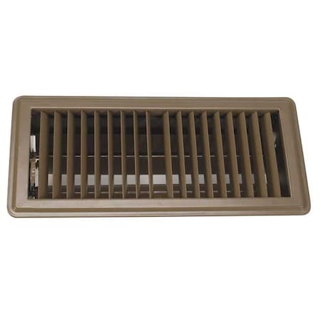 Lay-In Floor Register, 10 in W x 4 in H Opening, 174 cfm, Brown, Steel, One-Way Airflow