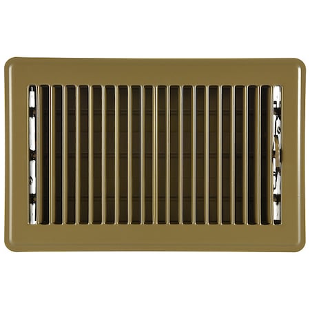 Lay-In Floor Register, 10 in W x 6 in H Opening, Brown, Steel, One-Way Airflow