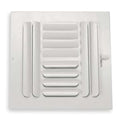 Sidewall/Ceiling Register, 8 in W x 8 in H Opening, 220 cfm, White, Steel, Four-Way, Surface Mount