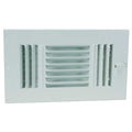 Sidewall/Ceiling Register, 14 in W x 8 in H Opening, White, Steel, Three-Way, Surface Mount