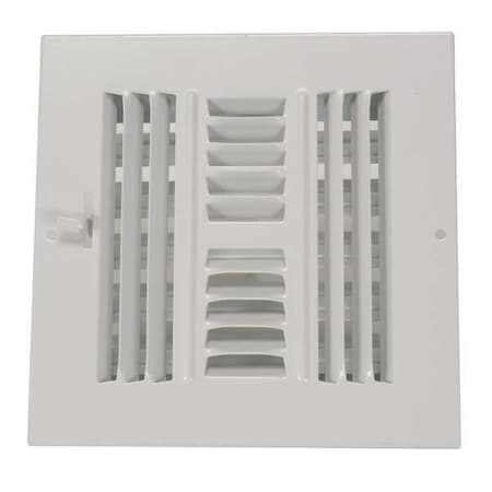 Sidewall/Ceiling Register 7.75 X 7.75, White, Steel, Outside Diameter 7.75 in, Fits Opening 6 in